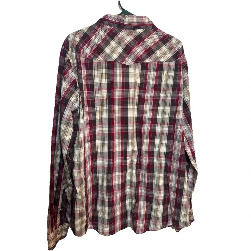 Levi's Men's XXL Plaid Western Pearl Snap Shirt Red Gray Long‎ Sleeve Cowboy